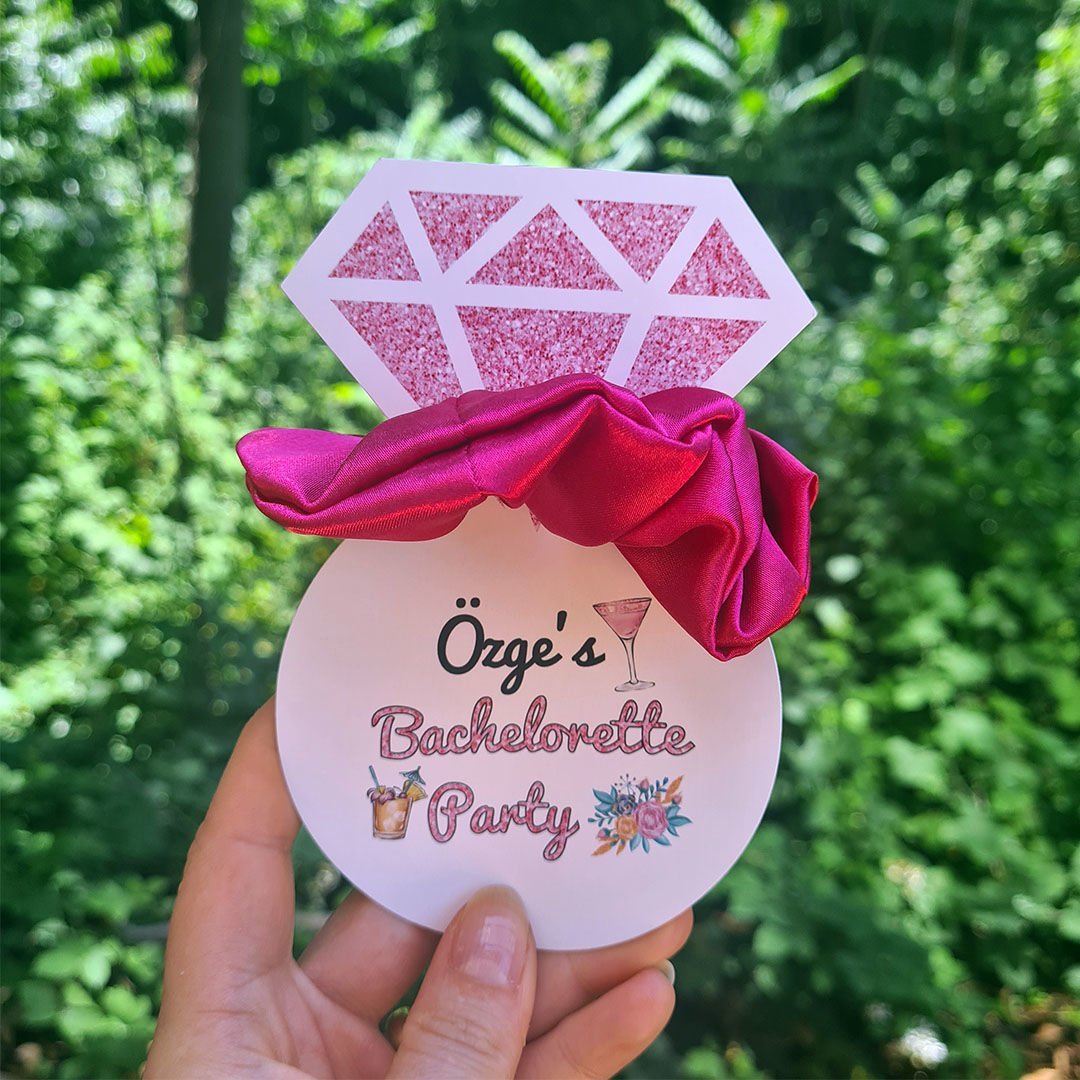 Pembe Glitter Çiçekli Konsept Hediyelik Saten Toka