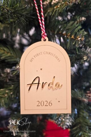 İsme Özel First Christmas Bebek İsimli Yılbaşı Süsü İlk Yılbaşı Bebek Hediyesi