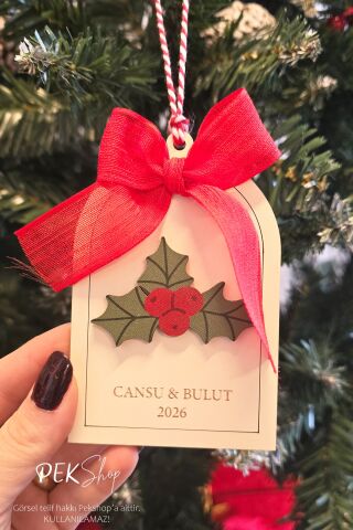 İsme Özel Kokina Figürlü Fiyonk Kurdeleli Yılbaşı Ağaç Süsü