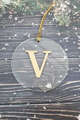 Baş Harfli Yılbaşı Ağaç Süsü - Gold Baş Harf  Yeni Yıl Süsü V