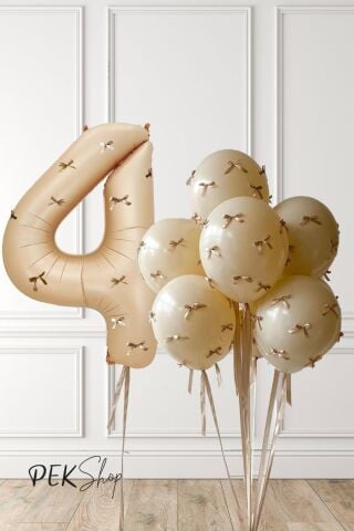 Fiyonklu Kum Beji Balonlar Retro Yaş Balonlu Doğum Günü Balon Seti