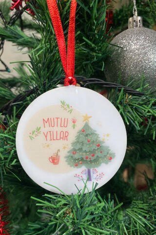 Mutlu Yıllar Yazılı Yılbaşı Ağacı Süsü