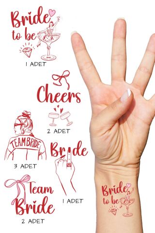 Kırmızı Fiyonk Bekarlığa Veda Bride Dövme, Team Bride Dövme Paketi