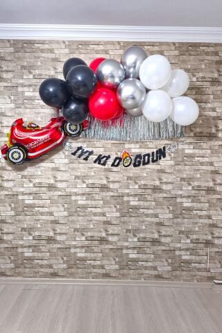 Yarış Arabası Konsept Doğum Günü Balon Zinciri Seti Yarış Arabaları Doğum Günü Süsleme Seti