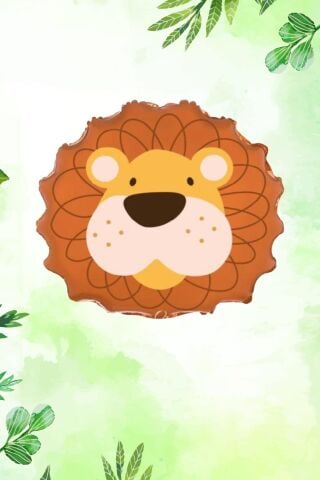 Safari Tema Aslan Balonlu 6 Aylık Yarım Yaş Partisi Balon Zinciri Seti 6 Months Bannerlı