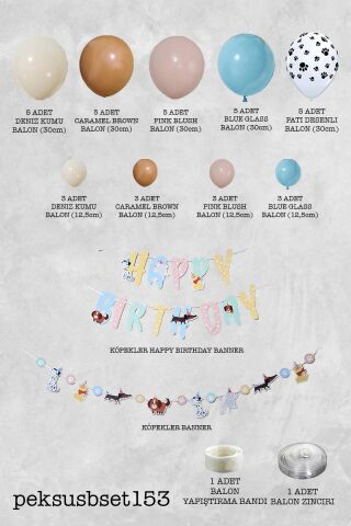 Sevimli Köpekler Doğum Günü Balon Zinciri Seti