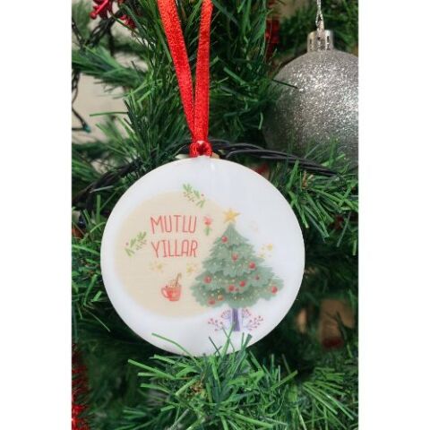 Mutlu Yıllar Yazılı Yılbaşı Ağacı Süsü