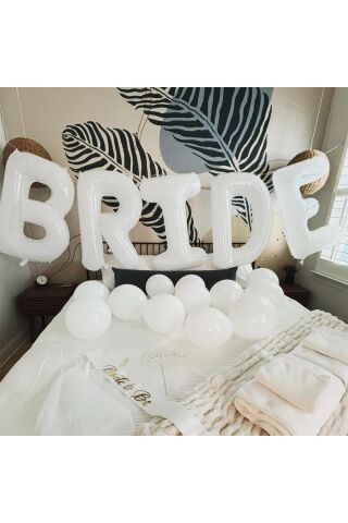 Beyaz Bride Balon 1 Metre Dev Bride Balonu Beyaz Renk Bride Parti Balonu