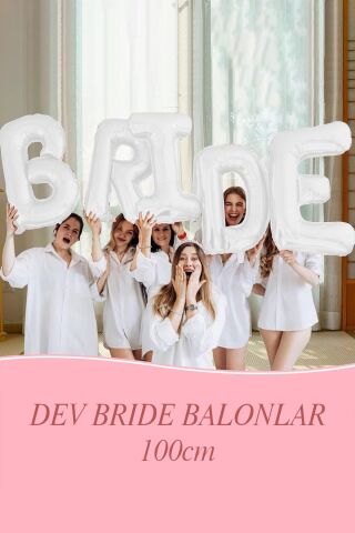 Beyaz Bride Balon 1 Metre Dev Bride Balonu Beyaz Renk Bride Parti Balonu