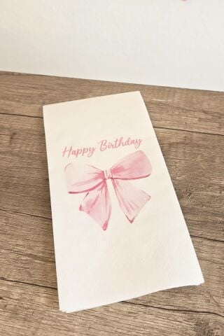 Kurdele Fiyonk Konsept Baskılı Doğum Günü Peçetesi 20li