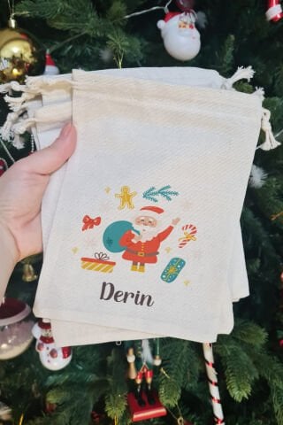 Hello Noel Baba İsme Özel Yılbaşı Hediye Kesesi