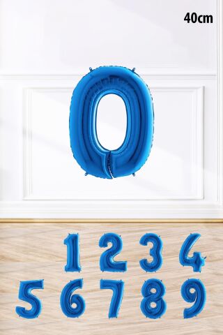 Mavi Renk Rakam Folyo Balon Mavi Yaş Balonu Sayı Balonlar 16 inç 40 cm