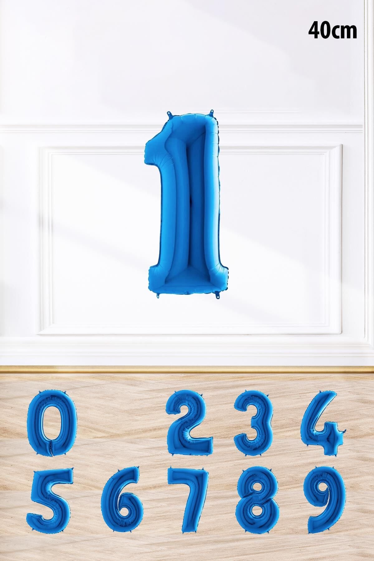 Mavi Renk Rakam Folyo Balon Mavi Yaş Balonu Sayı Balonlar 16 inç 40 cm