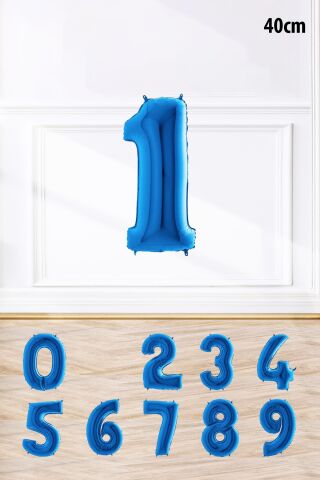 Mavi Renk Rakam Folyo Balon Mavi Yaş Balonu Sayı Balonlar 16 inç 40 cm
