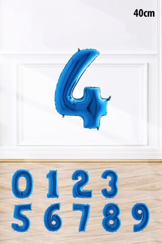 Mavi Renk Rakam Folyo Balon Mavi Yaş Balonu Sayı Balonlar 16 inç 40 cm