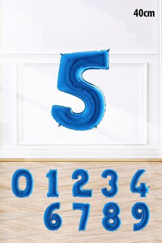 Mavi Renk Rakam Folyo Balon Mavi Yaş Balonu Sayı Balonlar 16 inç 40 cm