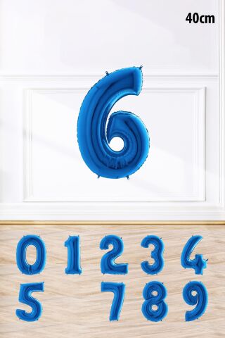 Mavi Renk Rakam Folyo Balon Mavi Yaş Balonu Sayı Balonlar 16 inç 40 cm