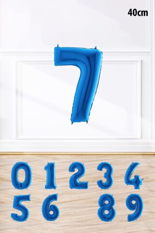 Mavi Renk Rakam Folyo Balon Mavi Yaş Balonu Sayı Balonlar 16 inç 40 cm