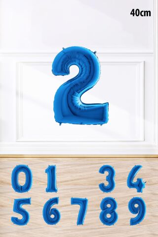 Mavi Renk Rakam Folyo Balon Mavi Yaş Balonu Sayı Balonlar 16 inç 40 cm 2