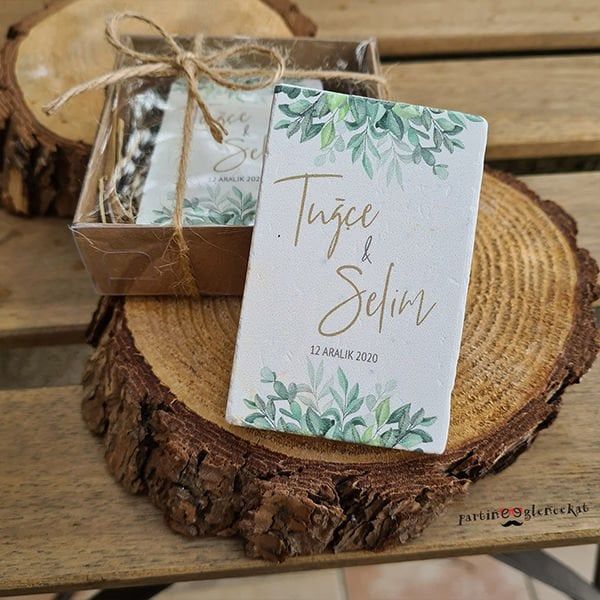 Soft Yapraklar Konsept Baskılı Taş Magnet Kutusuz