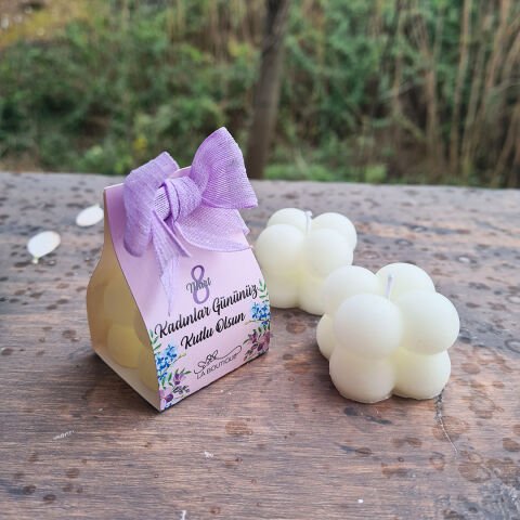 Özel Kesim Kutulu Bubble Mum 8 Mart Kadınlar Günü Hediyesi