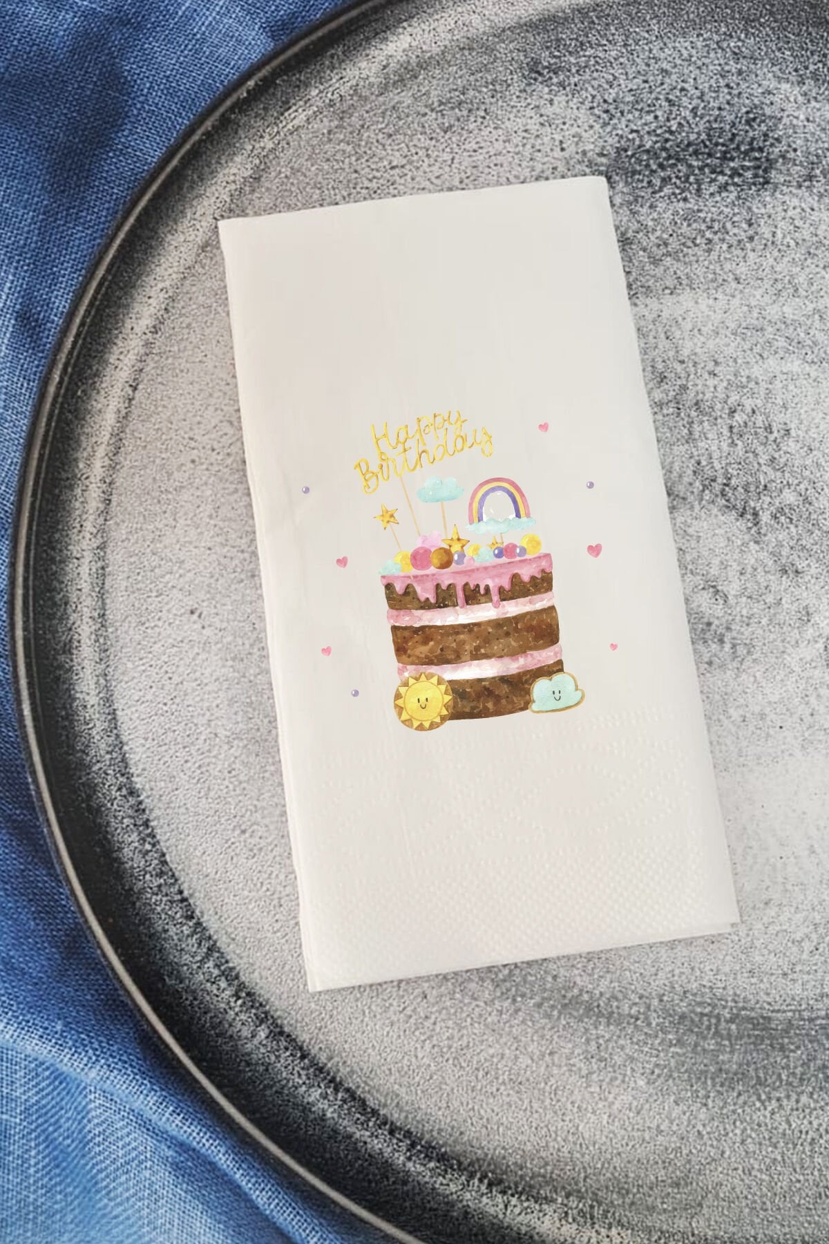 Sunum Peçetesi Happy Birthday Cake Konuşan Kağıt Peçete