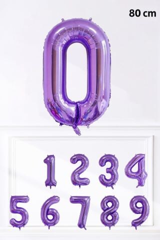 Mor Rakam Folyo Balon Büyük Boy Mor Sayı Yaş Balonu 85cm 34inç