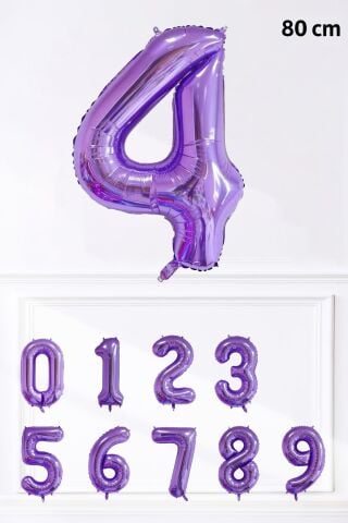 Mor Rakam Folyo Balon Büyük Boy Mor Sayı Yaş Balonu 85cm 34inç
