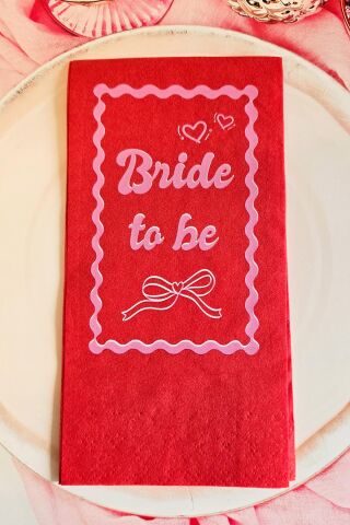 Kırmızı Pembe Fiyonk Konsept Kırmızı Bride Bekarlığa Veda Peçete 12li Paket