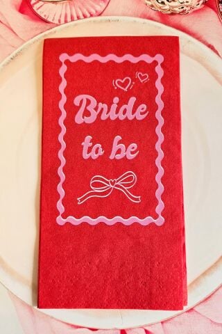 Kırmızı Pembe Fiyonk Konsept Kırmızı Bride Bekarlığa Veda Peçete 12li Paket