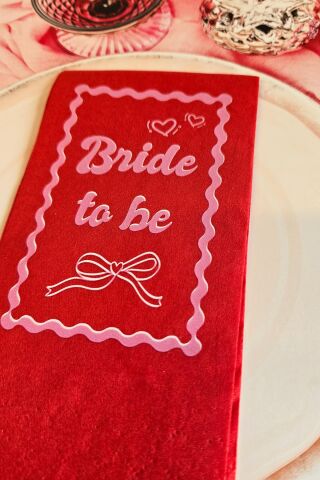 Kırmızı Pembe Fiyonk Konsept Kırmızı Bride Bekarlığa Veda Peçete 12li Paket