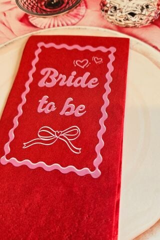 Kırmızı Pembe Fiyonk Konsept Kırmızı Bride Bekarlığa Veda Peçete 12li Paket