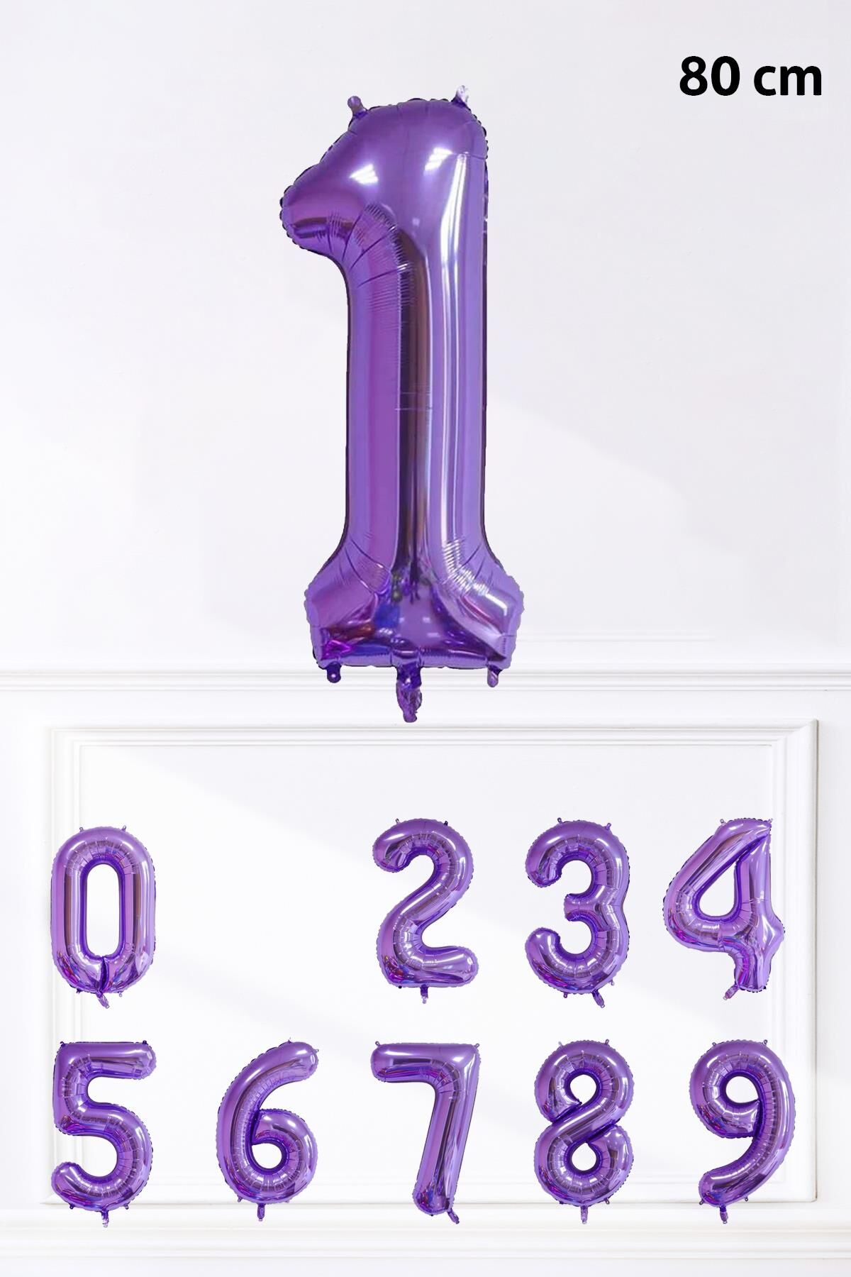 Mor Rakam Folyo Balon Büyük Boy Mor Sayı Yaş Balonu 85cm 34inç 1