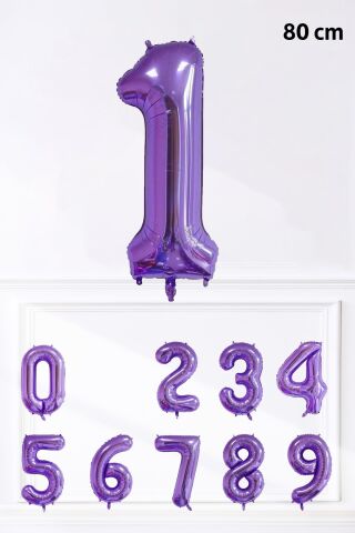 Mor Rakam Folyo Balon Büyük Boy Mor Sayı Yaş Balonu 85cm 34inç 1