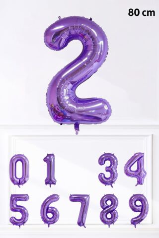 Mor Rakam Folyo Balon Büyük Boy Mor Sayı Yaş Balonu 85cm 34inç 2