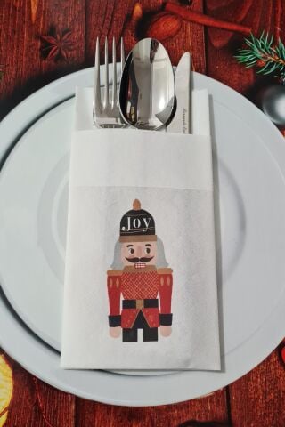 Kumaş Dokulu Fındıkkıran Askeri Yılbaşı Masası Sunum Peçetesi