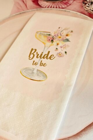 Bride to be Kadeh ve Çiçekli Bekarlığa Veda Peçetesi 20li