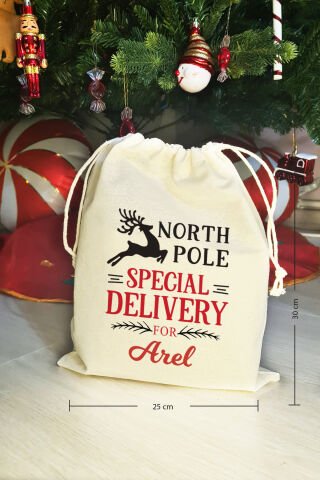 North Pole Special Delivery İsme Özel Yılbaşı Hediye Kesesi