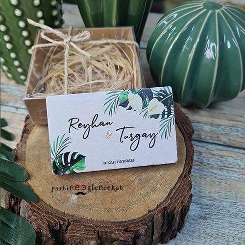 Monstera Zambak Konsept Baskılı Taş Magnet Kutusuz