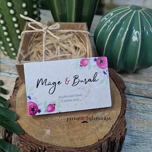 Nar Bereketi Konsept Baskılı Taş Magnet Kutusuz