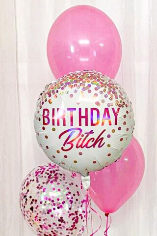 Birthday Bitch Yazılı Yuvarlak Doğum Günü Balonu 45cm Grabo Folyo Balon
