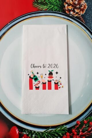 Cheers to 2026 Yılbaşı Masası Sunum Peçetesi