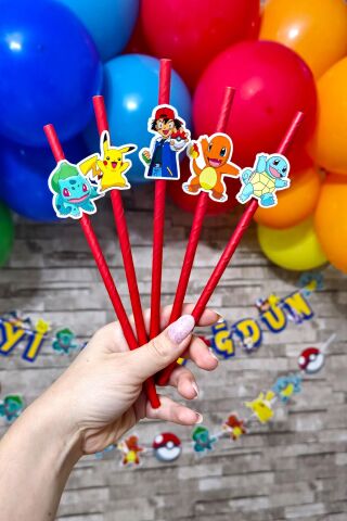 Pokemon Tema Pipet Süsleri 10lu Lüks Pipet Paketi