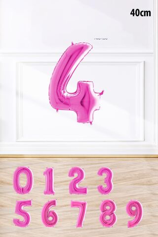 Pembe Renk Rakam Folyo Balon Pembe Yaş Balonu Sayı Balonlar 16 inç 40 cm