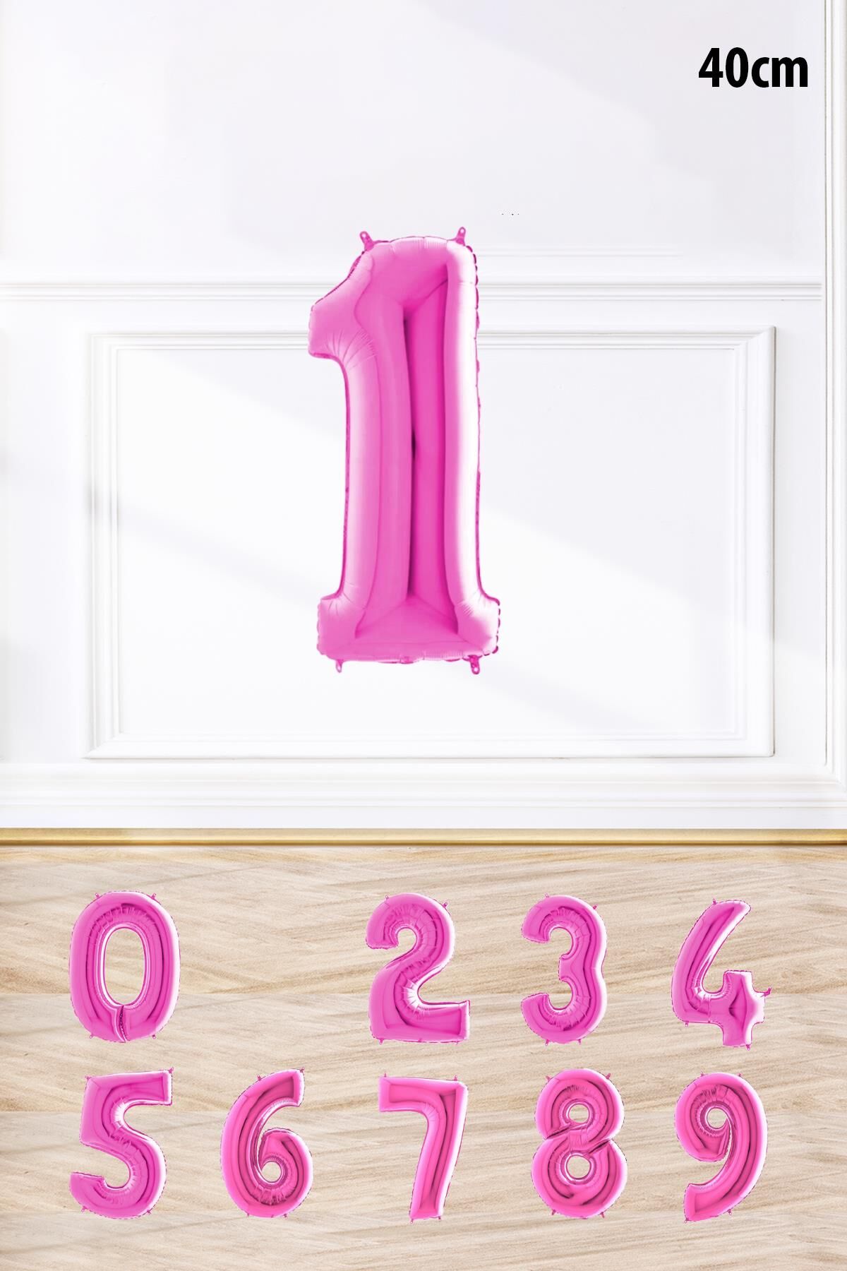 Pembe Renk Rakam Folyo Balon Pembe Yaş Balonu Sayı Balonlar 16 inç 40 cm 1