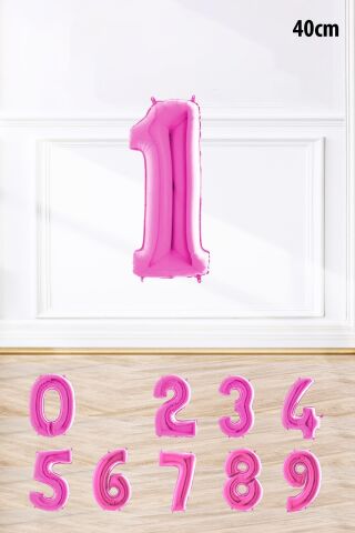 Pembe Renk Rakam Folyo Balon Pembe Yaş Balonu Sayı Balonlar 16 inç 40 cm 1