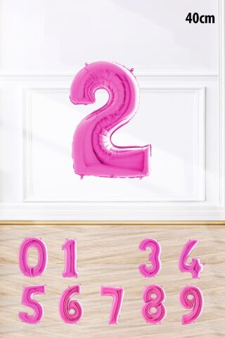 Pembe Renk Rakam Folyo Balon Pembe Yaş Balonu Sayı Balonlar 16 inç 40 cm 2