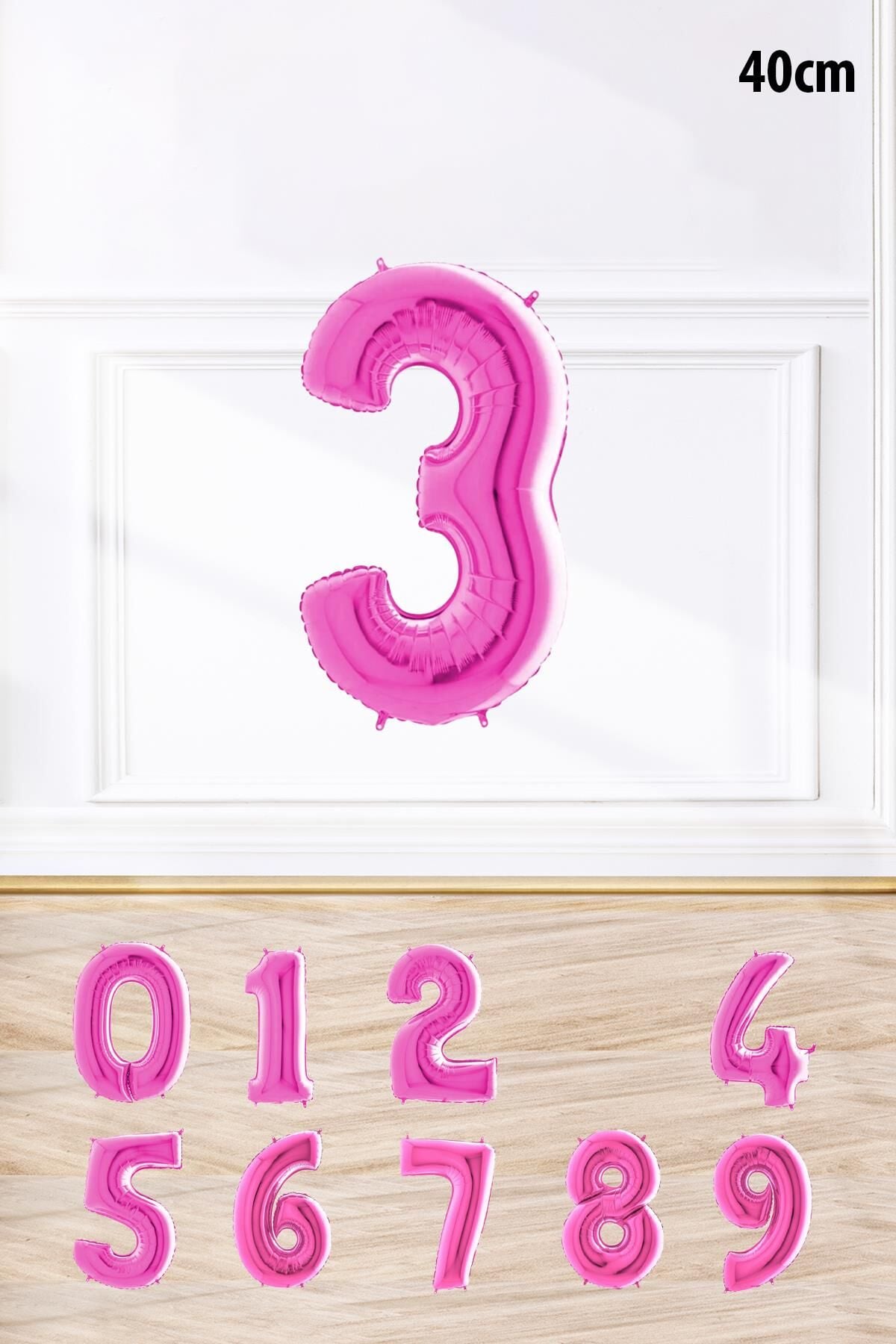 Pembe Renk Rakam Folyo Balon Pembe Yaş Balonu Sayı Balonlar 16 inç 40 cm 3