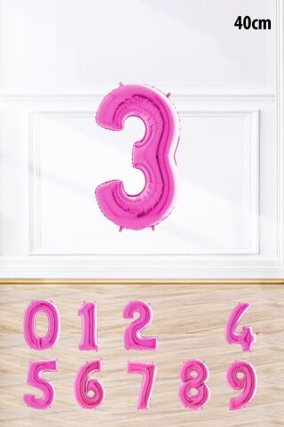 Pembe Renk Rakam Folyo Balon Pembe Yaş Balonu Sayı Balonlar 16 inç 40 cm 3