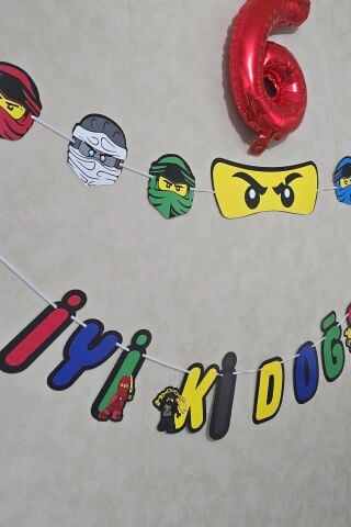 Ninjalar Banner Seti 2li İyi Ki Doğdun ve Ninja Banner Duvar Süsü Ninja Doğum Günü